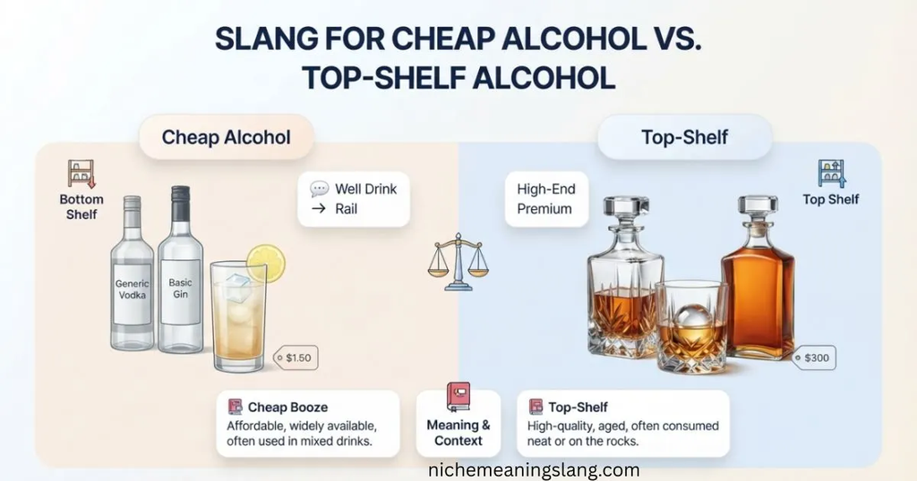 Slang for Cheap Alcohol vs. Top-Shelf Alcohol